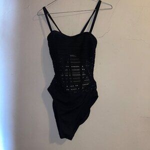Robin Piccone Black Back Strappy One Piece Swimwear for Women Size 6
